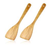 Cucchiaio da cucina in legno, spatola di legno per cucinare, spatola da cucina in legno massello con manico lungo, 33 cm, ideale per padella/wok con rivestimento antiaderente, confezione da 2 pezzi