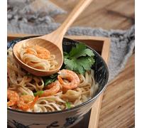 Cucchiaio da cucina lunga in legno massiccio per 23 pezzi, manico in legno massiccio, per mescolare zuppe, riso, congee stufati -