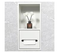 Cucchiaio da Doccia in Acciaio Inossidabile, Porta Nicchia Doccia a Caduta Cestino Portaoggetti per Shampoo Integrato per Stoccaggio Bagno/Shampoo/Articoli da toeletta, Bianco-20 x 40 x 14 cm/7,87 x
