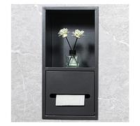 Cucchiaio da Doccia in Acciaio Inossidabile, Porta Nicchia per Doccia a Caduta Cestino Portaoggetti per Shampoo Integrato per Stoccaggio Bagno/Shampoo/Articoli da toeletta, Nero - 20 x 40 x 14 cm