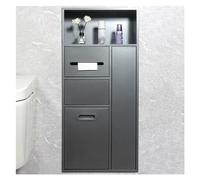 Cucchiaio da Doccia in Acciaio Inossidabile, Porta Nicchia per Doccia a Caduta Cestino Portaoggetti per Shampoo Integrato per Stoccaggio Bagno/Shampoo/Articoli da toeletta, Grey-40 x 86 x 14 cm/15,74