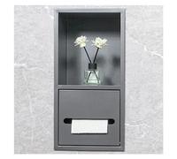 Cucchiaio da Doccia in Acciaio Inossidabile, Porta Nicchia per Doccia a Caduta Cestino Portaoggetti per Shampoo Integrato per Stoccaggio Bagno/Shampoo/Articoli da toeletta, Gray-20 x 40 x 14 cm/7,87 x