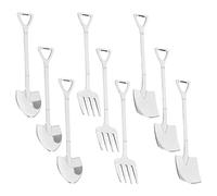 Cucchiaio da gelato, 9 pezzi cucchiaio pala forchetta da caffè manico(Silver)