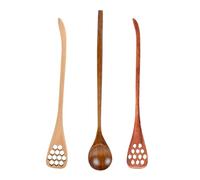 Cucchiaio da miele in legno | Manico lungo Miscelatore Miele Legno 3 Pezzi | Riutilizzabile Versatile Raccolta Distribuzione Dipper | Favori Festa Picnic Esterno Festa Cucina Casa