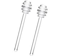 Cucchiaio da miele trasparente, 15,2 cm, in vetro, bacchette da mescolare, cucchiaio da miele, bacchetta per miele per vaso, contenitore, dispenser per miele, gocce, posate trasparenti per asparagi