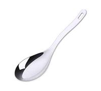 Cucchiaio da portata con manico lungo, per zuppa, riso e dessert, in acciaio inox, con foro per appendere