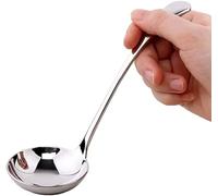 Cucchiaio da portata in acciaio inox, per salse e zuppe, mestolo in acciaio inox per brodi, salse e piatti. (Silver L)