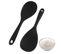 Cucchiaio da Portata in Silicone 2 Pezzi | Cucchiaio da Cucina Versatile per Riso, Purè di Patate, Uova Strapazzate | Sicuro e Resistente alle Alte Temperature, Senza BPA, Nero，Facilité d’Entretien