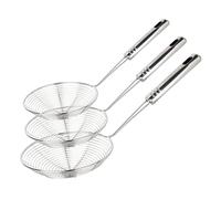Cucchiaio da skimmer per cucina per coltivatore di ragno in acciaio inossidabile per friggere il filtro asiatico a filo solido con manico per pasta e noodles (set di 3, dia.4.33 ''/5.12 ''/5.91 ') pa