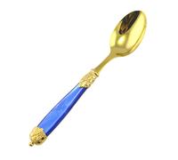 Cucchiaio da Tavola Mirage in Ghiere oro Tin Gold 18.10 (AISI 304) manico perlato doppia ghiera lavabili in lavastoviglie Blu Perlato blu