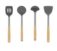 Cucchiaio da zuppa con testa in silicone Utensili da cucina for la casa Manico lungo Pala for frittura Colino Accessori da cucina