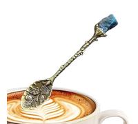 Cucchiaio dentro, cucchiai per caffè | Cucchiai da dessert intagliati decorativi | Cucchiaino da caffè decorativo con pietra grezza in, cucchiaino con, cucchiaini antichi per stoviglie