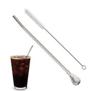 Cucchiaio di cannuccia, in acciaio inox, cucchiaio per mescolare, colino, cannucce, filtro per bevande, infusore per tè e caffè, riutilizzabile, strumento per bevande e birra