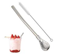Cucchiaio di cannuccia, in acciaio inox, cucchiaio per mescolare, colino, cannucce, filtro per bevande, infusore per tè e caffè, riutilizzabile, strumento per bevande e birra