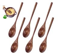 Cucchiaio Di Legno, 6 Pezzi Utensile Da Cucina in Stile Giapponese Manico Lungo Nanmu Cucchiai Di Zuppa Di Legno Set Per Mangiare Mescolando Agitare Cucina Con Scatola