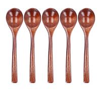 Cucchiaio di Legno per Zuppa, Set da 5 Pezzi, Manico Lungo, Cucchiaio per Riso, Naturale, per Cucina e Ristorante - Resistente, Legno Naturale Senza BPA, Multiuso per Uso
