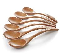 Cucchiaio di Zuppa Ecocompatibile, 6 pezzi Cucchiaio da Minestra in Legno Naturale per Caffè, Tè, Miele, Cucina, Feste, Ristorante