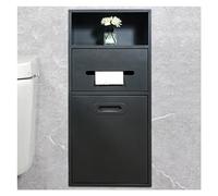 Cucchiaio Doccia in Acciaio Inossidabile, Porta Nicchia per Doccia a Caduta Cestino Portaoggetti per Shampoo Integrato per Stoccaggio Bagno/Shampoo/Articoli da toeletta, Black-30 x 66 x 14 cm/11,81 x