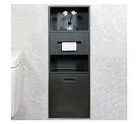 Cucchiaio Doccia in Acciaio Inossidabile, Porta Nicchia per Doccia a Caduta Cestino Portaoggetti per Shampoo Integrato per Stoccaggio Bagno/Shampoo/Articoli da toeletta, Nero-30 x 86 x 14 cm/11,81 x