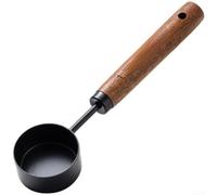 Cucchiaio dosatore da caffè in acciaio inox da 15 ml con manico in legno di noce e cucchiaio/15 ml incisi segni di riferimento (nero 15 ml)