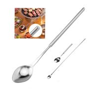 Cucchiaio extra lungo, estendibile, prolunga retrattile da 22 cm a 64,5 cm di lunghezza, in acciaio inox, telescopico/telescopico, stoviglie argentate per frutta e dessert, cena divertente