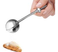 Cucchiaio filtrante in polvere in acciaio inox 304 argentato, shaker per spolverare, setaccio, bacchetta per spolverare zucchero, farina, spezie, farina, zucchero, polvere, cucchiaio, utensili da