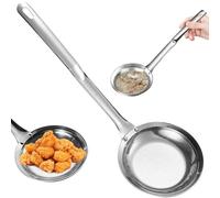 Cucchiaio filtro, cucchiaio schiumarola in acciaio inossidabile a maglia fine con manico lungo, filtro olio per scremare grasso e schiuma dall'olio per frittura, facile da pulire