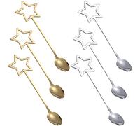 Cucchiaio in Acciaio Inossidabile, NALCY Cucchiaio Da Dessert, Cucchiaio a Forma di Stella in Acciaio Inossidabile Cucchiaini Piccolissimi per Zuppa, Gelato, Torta, Riso(6 Pezzi)