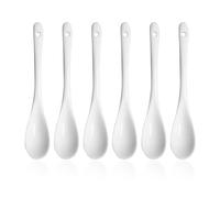 Cucchiaio in ceramica bianca, 6 pezzi, cucchiaio in ceramica, cucchiaio per marmellata, mini cucchiaino, set di stoviglie, adatto per ristoranti, negozi di dessert e caffè (13 x 2,5 cm)
