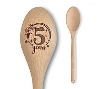Cucchiaio in legno con incisione "Five Years Anniversary", regalo per coppie di 5° anno e quinto anno, in legno per anniversario di matrimonio, regalo perfetto per lui o lei