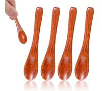 Cucchiaio in legno, piccolo, 4 pezzi, 10 cm, piccolo cucchiaio per spezie, cucchiaio dosatore in legno, paletta per spezie, cucchiaio in legno di miele, per sale, zucchero, pepe, caffè, legno, marrone