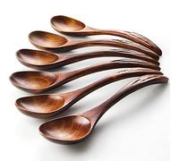 Cucchiaio Legno Set Di 6 Cucchiai Da Zuppa in Naturale Stile Giapponese, Utensile da Cucina per Caffè, Miele Manico Corto Bambini Riso Dessert Cucchiaio da Cucina per la Cena Set di stoviglie