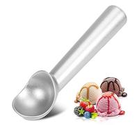 Cucchiaio per gelato, 17,8 cm, antiaderente, antigelo, in alluminio, design resistente, durevole, facile da pulire, per gelato, pasta per biscotti, sorbetto, mandorla (argento)