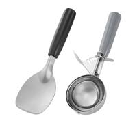 Cucchiaio per gelato in acciaio inox, 2 pezzi, cucchiaio per schiacciare frutta, scavatori per gelato, manico antiscivolo a cono per durare