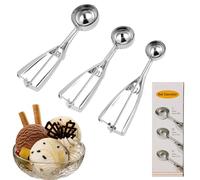 Cucchiaio per gelato in Acciaio Inox - Set di 3 Porzionatori 4cm/5cm/6cm - Ice Cream Scoop - Adatto per Gelati, Coni, Frutta