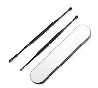 Cucchiaio per orecchie in acciaio inossidabile, kit per la pulizia e la rimozione dell'orecchio, rimozione cerume in 2 pezzi, rimozione cerume per la pulizia dell'orecchio.