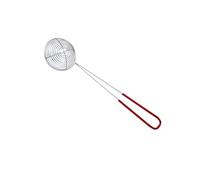 Cucchiaio per ragni in acciaio inossidabile, schiumatoio per ragni, colini Boba Pearl Scoo p, mini cucchiaio per schiumarola in rete con manico isolato per cucina e friggere cibo (15,2 cm, rosso)