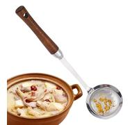 Cucchiaio per schiumarola, mestolo con filtro 'olio, in acciaio inossidabile, per alimenti in legno di faggio, filtri a maglia fine, per , la casa, la sala da pranzo, il grasso, il sugo e