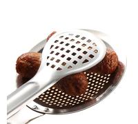 Cucchiaio scanalato per schiumarola, Cucchiaio per schiumarola, Cucchiaio colino in acciaio inox 2 in 1 | Pinze da cucina con cucchiaio schiumarola, filtro a rete dell'olio per friggere, mestolo