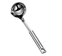 Cucchiaio Separatore per Olio in Acciaio Inox, Manico | Finitura a Specchio, Bordi Lisci, Foro per Appendere, per Brodo Caldo e Uso in Cucina