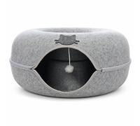 Cuccia 2-in-1 per Gatti Feltro, Tunnel Gioco Lavabile, per riposo