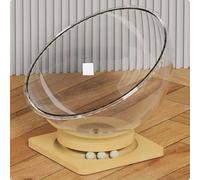 Cuccia Acrilica Trasparente Bowl Cuccia con Base in Legno Stabile