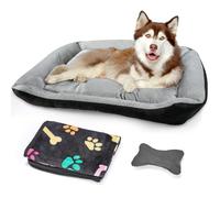 Cuccia Cane Interno Taglia Grande,Con Bordi Rialzati, Lavabile Materasso Per Cani Con Fondo Antiscivolo, Tappetino per Cani di Taglia Grande E Media - 80 X 60 X 15 cm (Grigio)