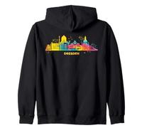 Cuccia di Dresda, Skyline colorato, Immagine della Città di Dresda Felpa con Cappuccio
