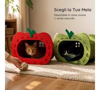 Cuccia Gatto in Feltro a Forma di Mela Rossa, Cuccia Tunnel da Interno, felt
