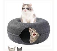 Cuccia Gatto,Letto A Tunnel per Gatti da Interno -Tenda con Chiusura Lampo, Ciambella Cat Cave Rotondo Staccabile Confortevole E Morbido(Dark Grey,50 * 50 * 20cm)
