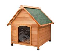 Cuccia in Legno da Esterno per Cane con Tetto Spiovente e Tenda Termica Misura Large/XLarge 91x123x106h cm