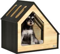 Cuccia in legno per animali PAWHUT D02-120, cuccia per gatti, con cuscino, cuccia per cani, grotta per cani, 60 x 40 x 59,2 cm - A