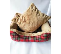 Cuccia lettino Cani e Gatti Animali Stampa Scozzese Con Cuscino Estraibile 60x50