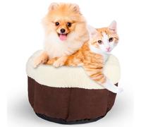 Cuccia Letto Cuscino Per Gatti Piccola Super Soft Lavabile Morbido Marrone 43x25